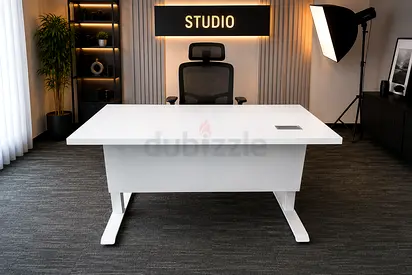 Ikea Modern white adjustable office desk — sturdy executive workstation