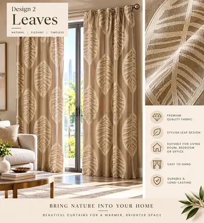 Leaf Design  Luxury Jacquard Curtain Panels – Leaf Design