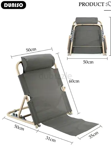 Foldable Adjustable Floor Lounge Chair with Headrest - Grey