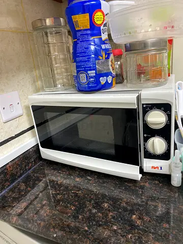 Compact White Microwave Oven - Manual Dial Controls, Good Working Condition