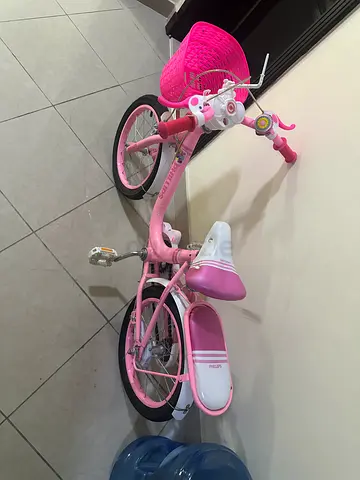 Girls pink 16-inch kids bicycle with basket