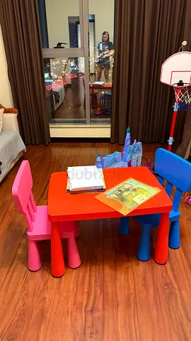 IKEA Kids play table with two chairs - sturdy plastic set (red/blue/pink)
