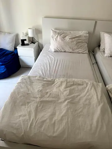 Modern White Single Bed Frame with Headboard