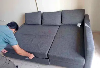 Dark Grey Convertible Sofa Bed with Back Cushions
