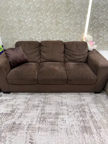 3-seater brown fabric sofa in good condition