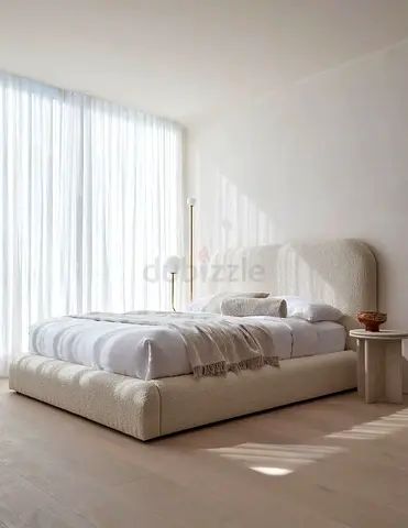 Modern Boucle Upholstered Platform Bed Frame