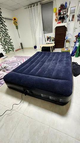 Used Intex Raised Air Mattress Double Size - Dark Blue
