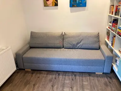 Comfortable Gray 3-Seater Sofa Bed
