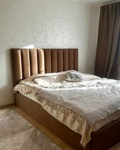 Modern Upholstered Bed Frame with Vertical Channel Headboard