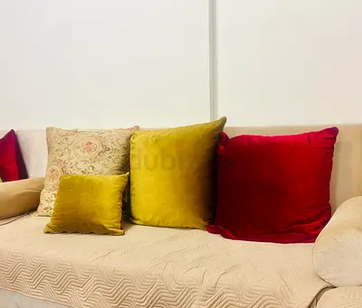 Assorted decorative throw pillows with 3seater sofa