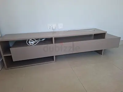 Low-profile modern TV entertainment unit with drawers - grey