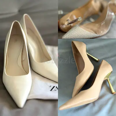 Zara pointed heels size 40-40,5 (white, nude & transparent) almost new