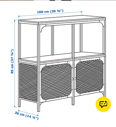 IKEA metal storage cabinet with mesh doors - 100x95 cm