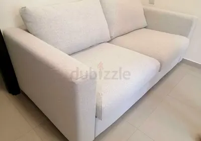 Comfortable Two Seater Fabric Sofa in Light Grey