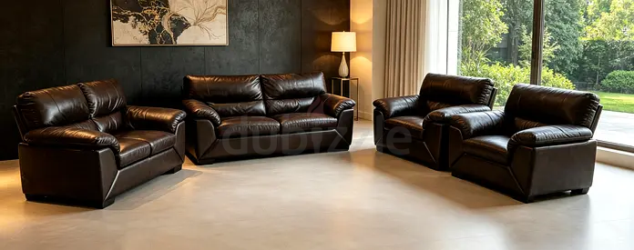 Sofa Leather Pure Brown 7 Seater