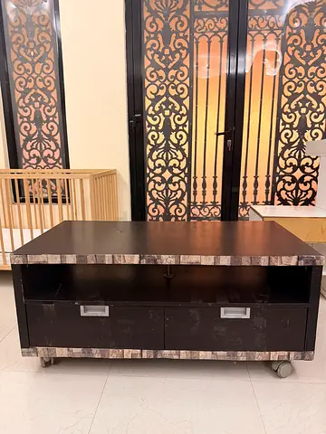 TV Stand / Media Console with 2 Drawers & Wheels – AED 99 طاولة تلفزيون /وحدة تلفزيون مع درجين وعجل