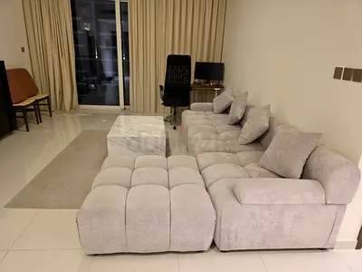 Modern Light Gray Sectional Sofa with Ottoman