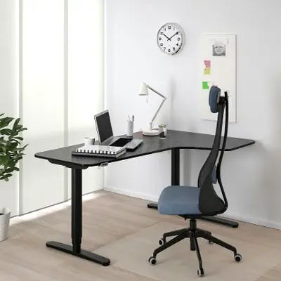 IKEA BEKANT Electric Right Corner Desk – Blue tabletop
