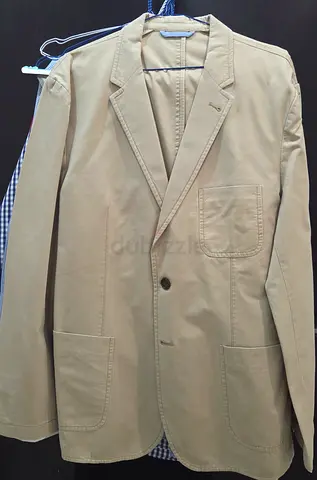 Light brown casual men's blazer jacket, single-breasted, size approx M/L
