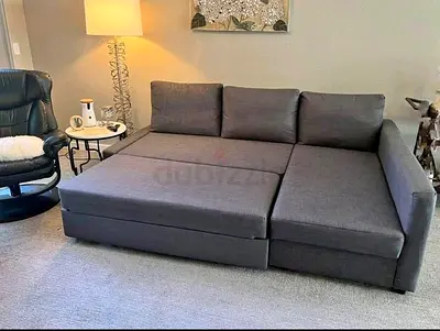 Gray L-shaped Sofa Bed with Chaise - Good Condition