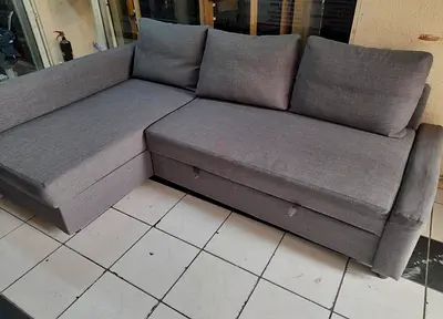 Grey L-shaped Sofa Bed with Storage