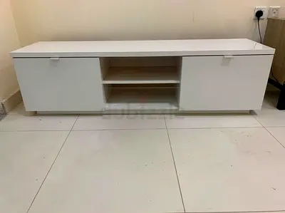 White low TV cabinet / entertainment unit with storage