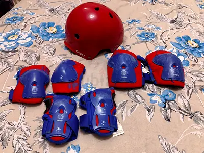 Full set High Quality Oxelo from Decathlon protection for kids Helmet and 6 piece hand and leg prote