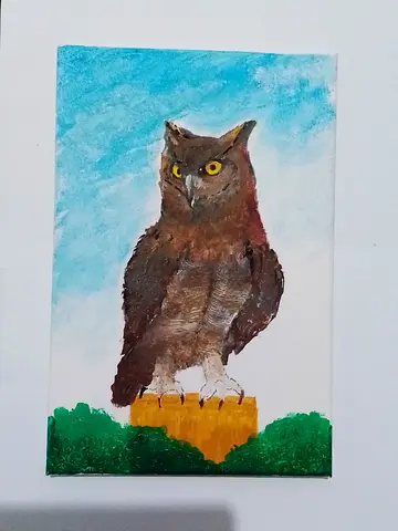 Original Owl Arcrylic Painting on canvas (Handmade)