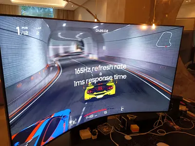 Samsung Odyssey Ark 2nd Gen G97NC) is a premium, massive 55-inch curved 4K UHD gaming monitor 165hz