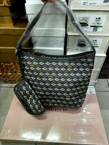 Christy Ng Grey patterned shoulder bag with matching coin pouch