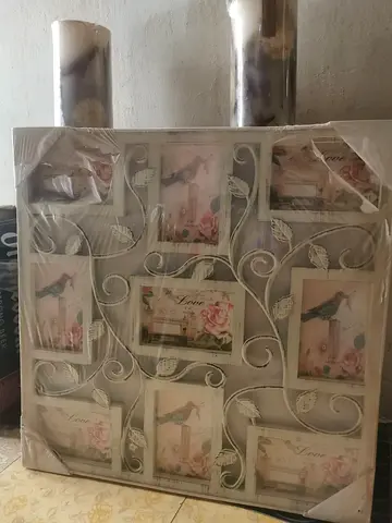 White Decorative Multi-Photo Wall Frame (9 openings) - New/Sealed