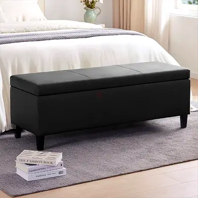 faux leather bench with storage