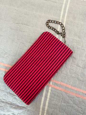 striped zippered tech or cosmetic pouch