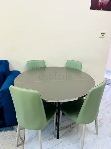 Foldable and movable Dining table with wheels and chair for sale