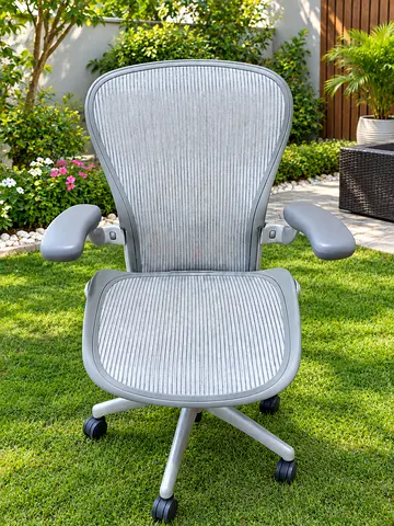 Herman miller Grey Office Chair with Adjustable Arms and Wheels