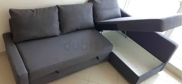 Grey L-Shape Sofa Bed with Storage