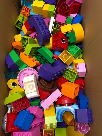Lego Duplo Box of mixed colorful building blocks (Duplo-style) - loose pieces
