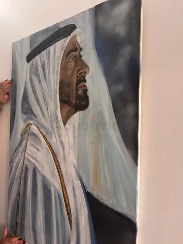 Hand-painted Portrait of Emirati Man in Kandura and Ghutra (Framed Canvas)