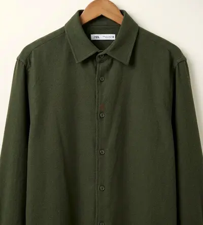 Zara Olive Green Long Sleeve Shirt