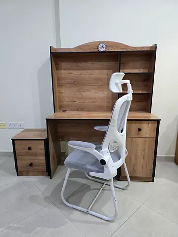 Study set including Desk with shelving, drawer and chair