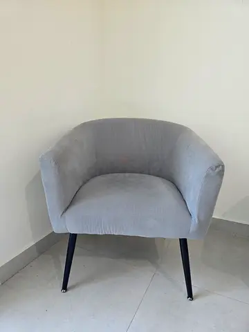2 of Grey Upholstered Accent Armchair with Metal Legs
