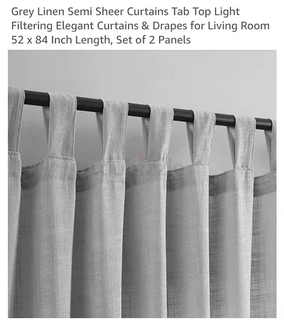 IKEA curtain Grey Linen Semi Sheer Curtains Tab Top Light Filtering Elegant Curtains & Drapes