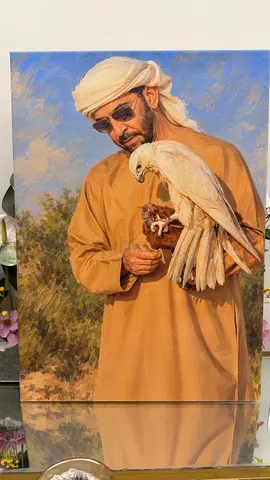 Emirati Man with Falcon – Digital Art Canvas