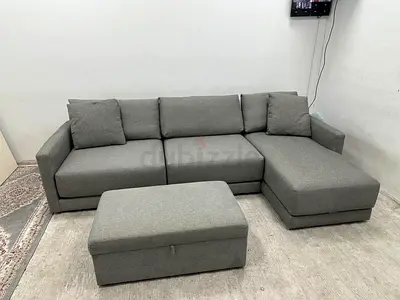 Excellent perfect condition crate& barrel lshape sofa with footstool