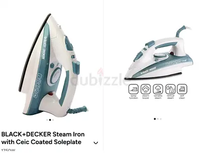 Black+Decker Steam Iron with Ceramic Coated Soleplate - Good Working Condition