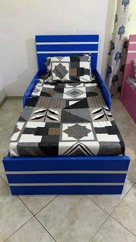 Single blue bed with free mattress urgent sale