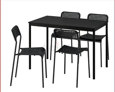 Ikea Dining Table and 3 chairs, black black/black, 110x67 cm