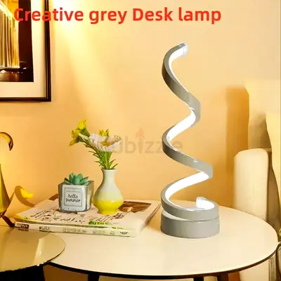 Modern Spiral LED Table Lamp - Black Acrylic & Aluminum