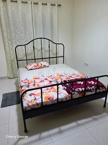 IKEA Black Metal Double Bed Frame with Headboard