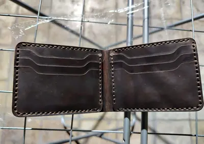 WaxPullUp Handmade Brown Leather Bifold Wallet